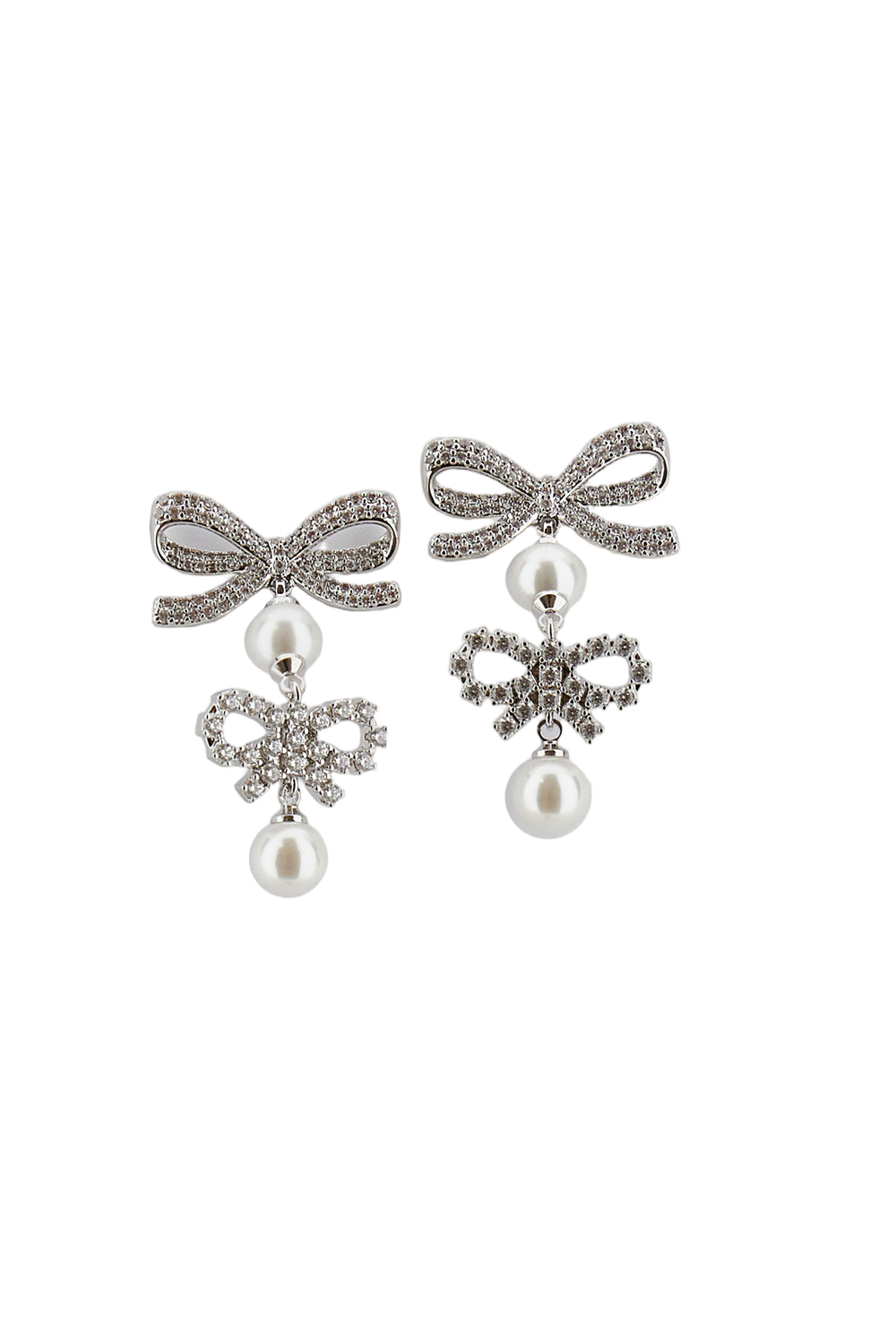 Double Bow Pearl Earrings