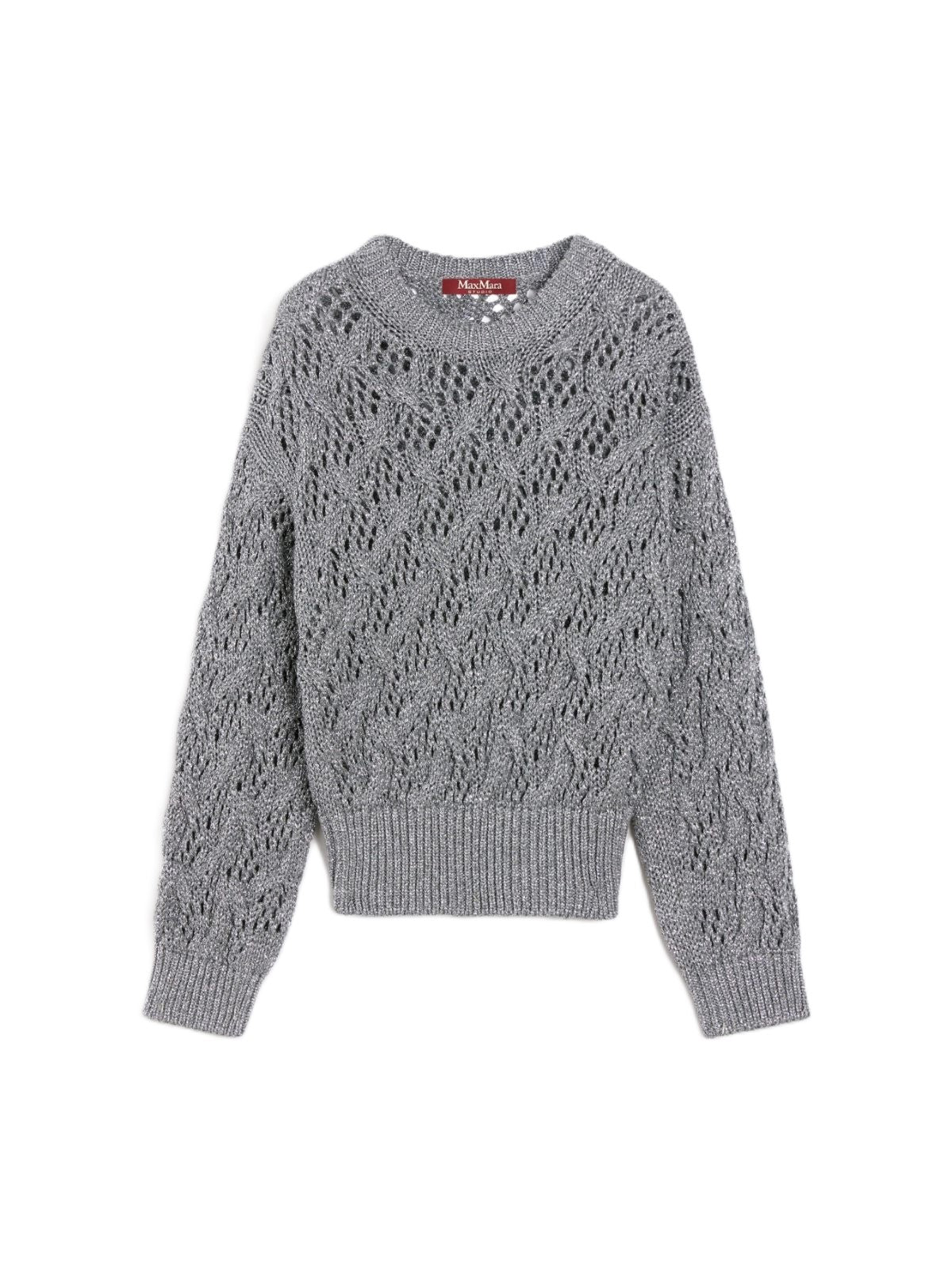 Refined Open-Knit Sweater With Metallic Fiber Detail