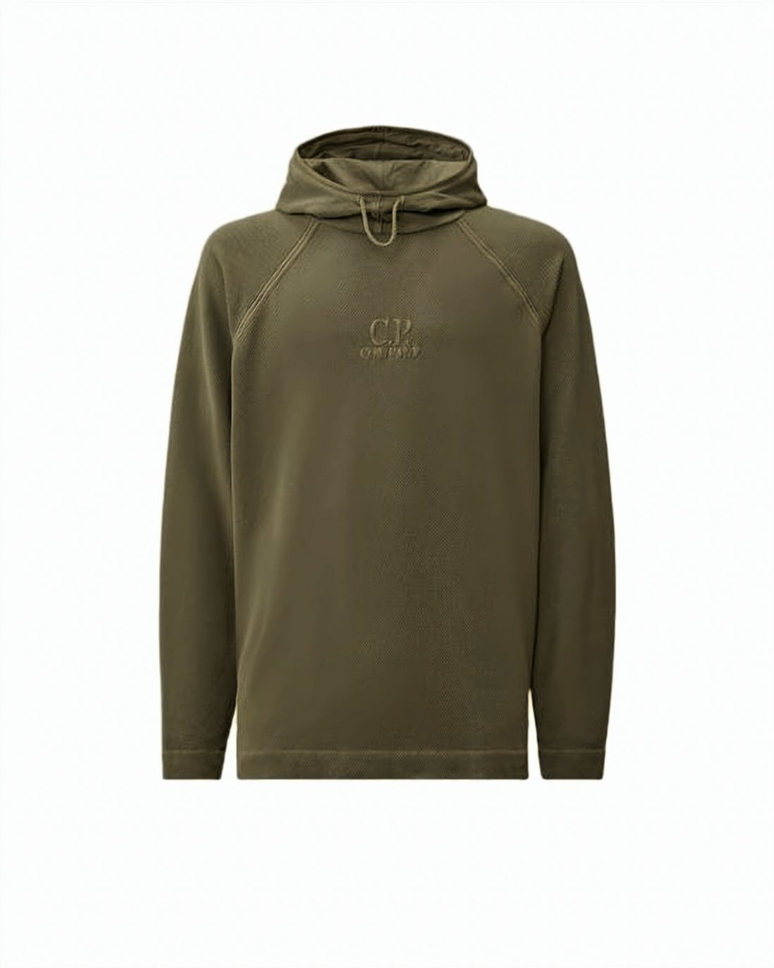 Long-Sleeve Olive Green Hoodie with Subtle Embroidery