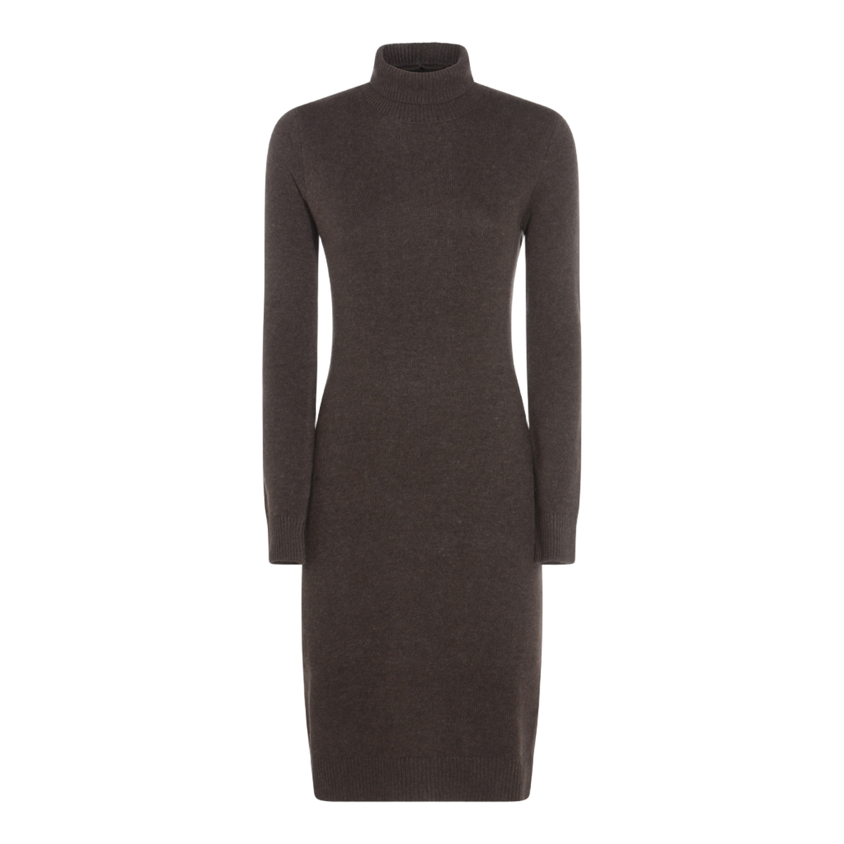 Knee-Length Fitted Dress with Ribbed Texture