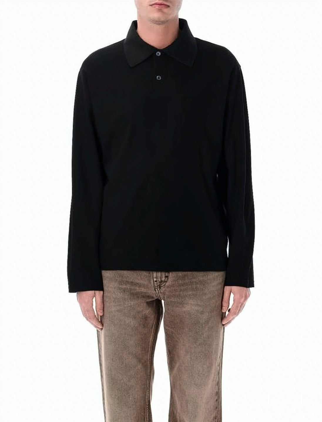 Long Sleeve Polo Shirt with Classic Collar and Design
