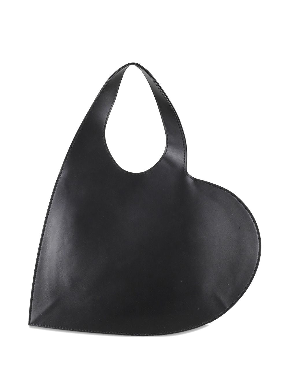 Double Heart Handbag In Smooth Black Leather