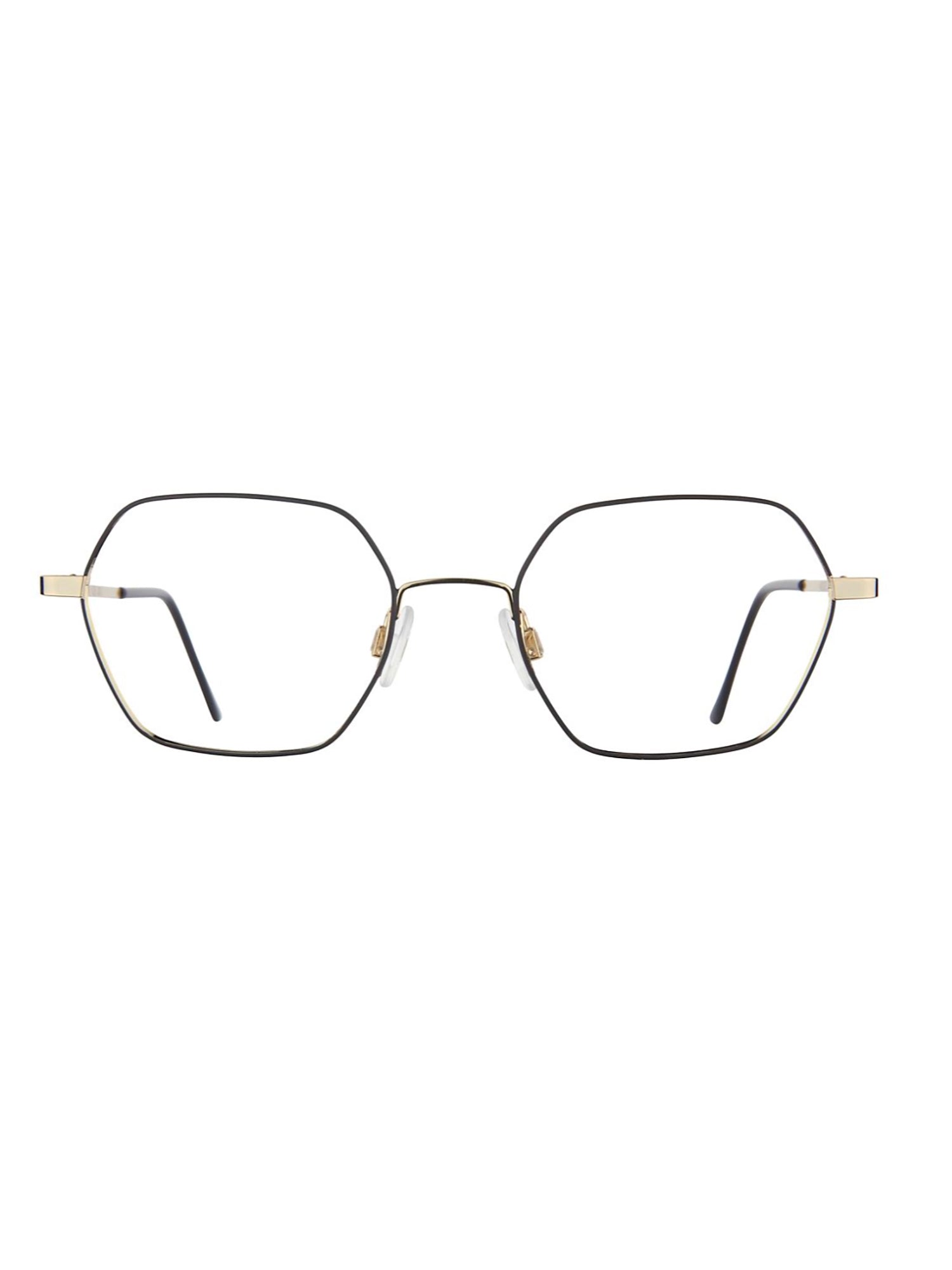Geometric Black And Gold Eyeglasses With Adjustable Nose Pads