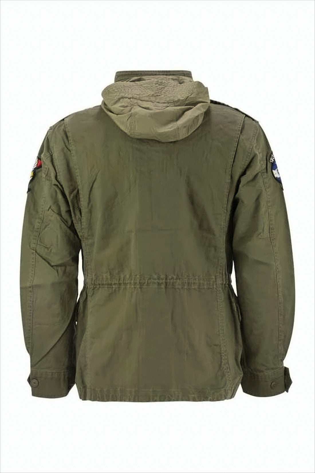 Military-Inspired Green Jacket With Adjustable Hood And Pockets