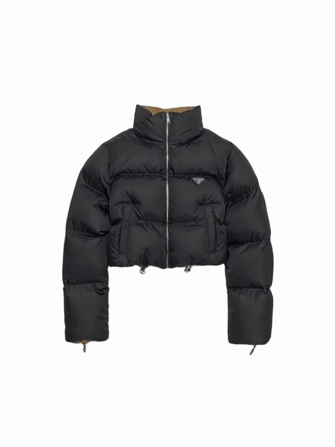 Cropped Puffer Jacket with High Collar