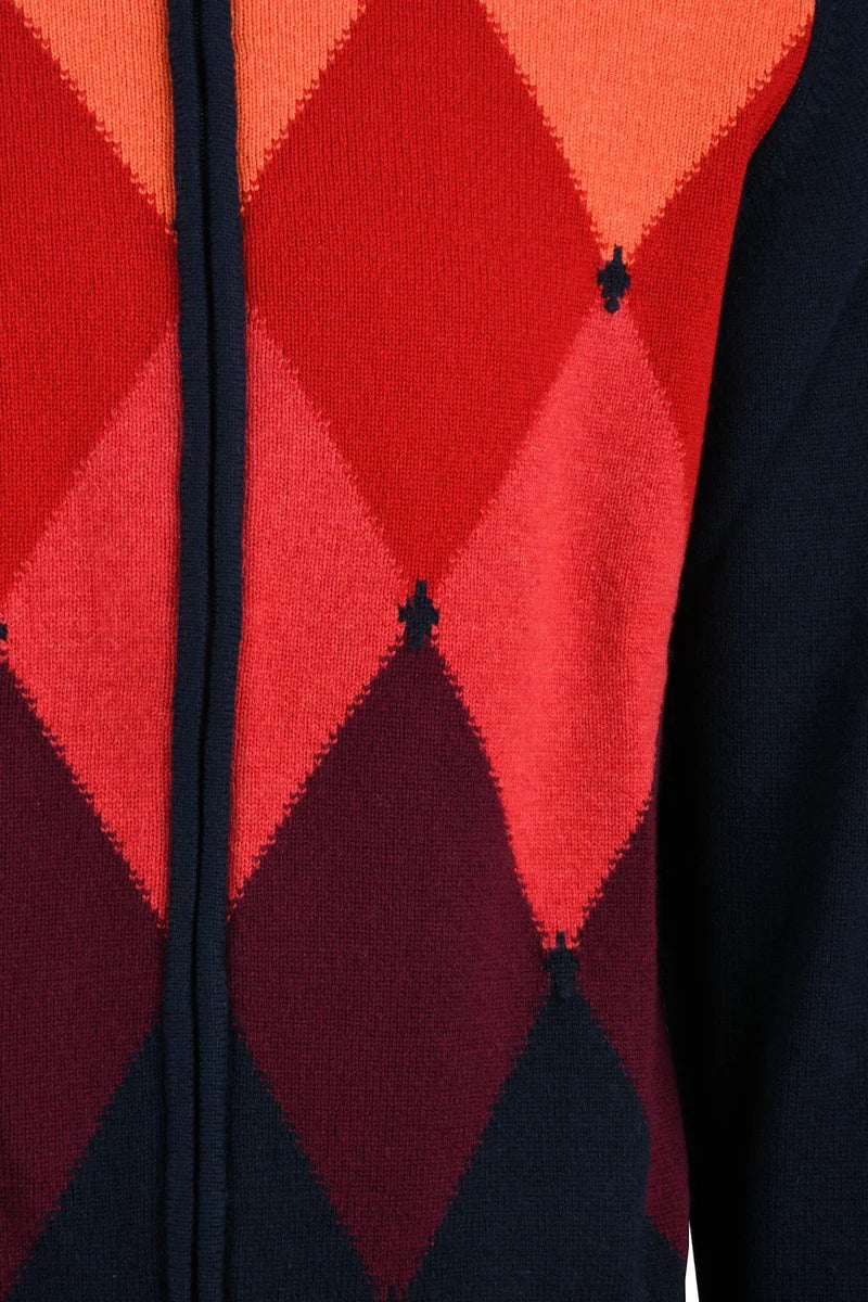 Zip Cardigan Cashmere Red/Orange