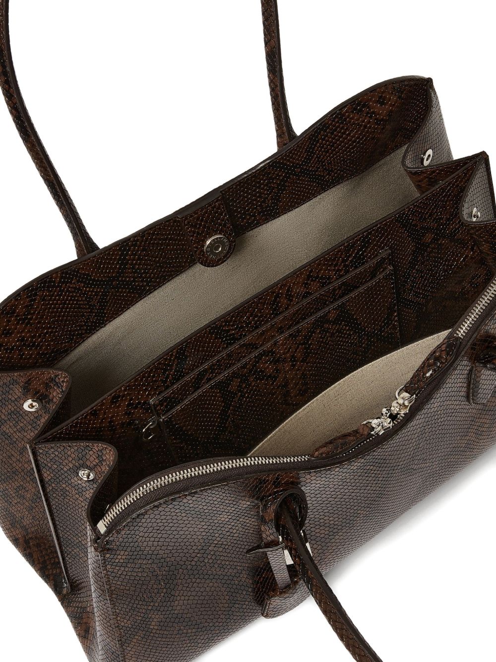 Structured Shoulder Bag With Textured Snakeskin Pattern
