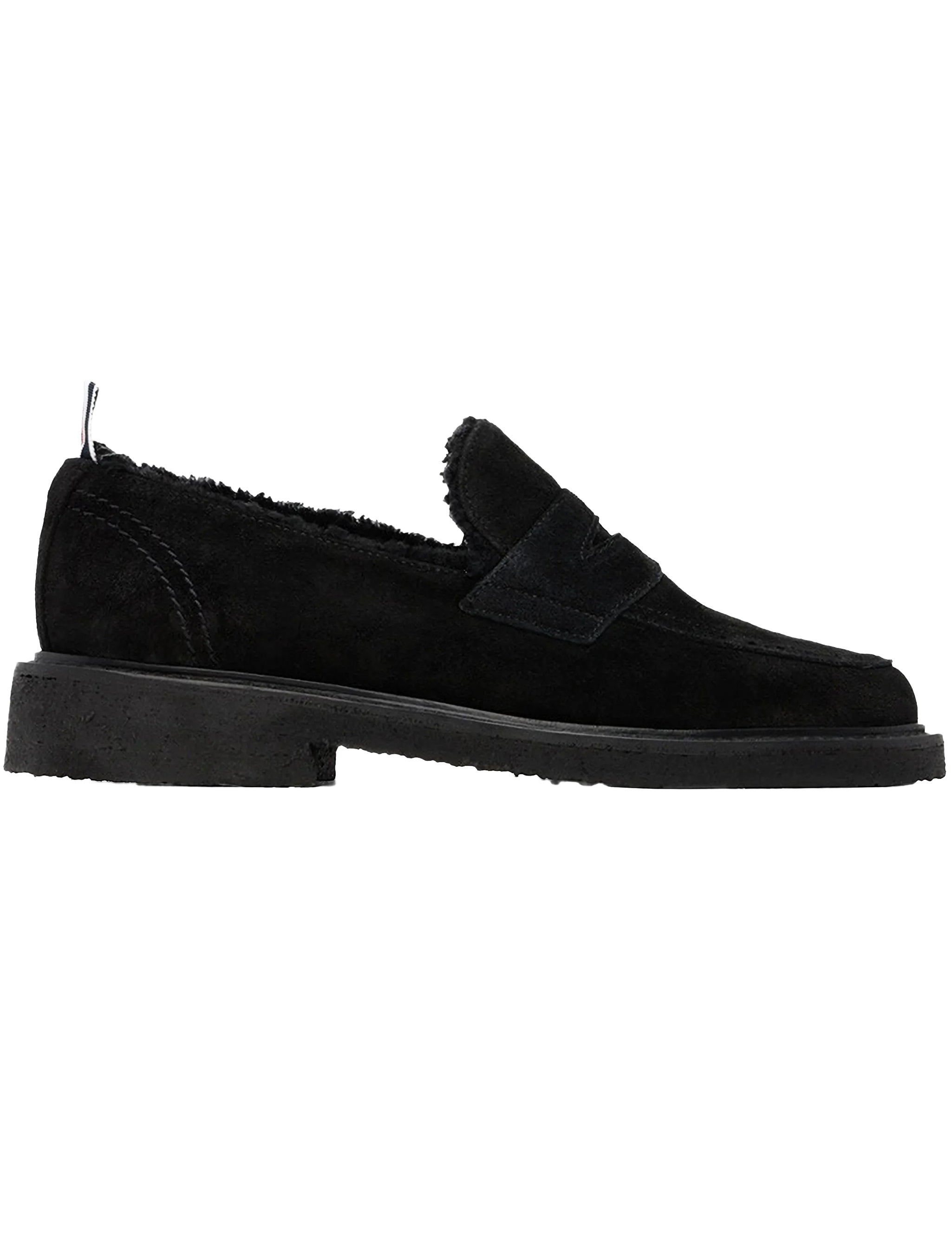 Sleek Black Calf Leather Loafers with Rubber Sole