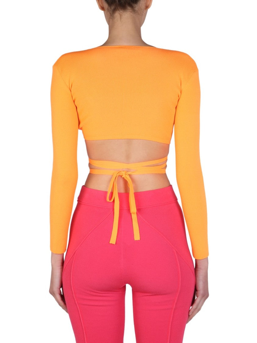 Cropped Top With Wide V-Neck