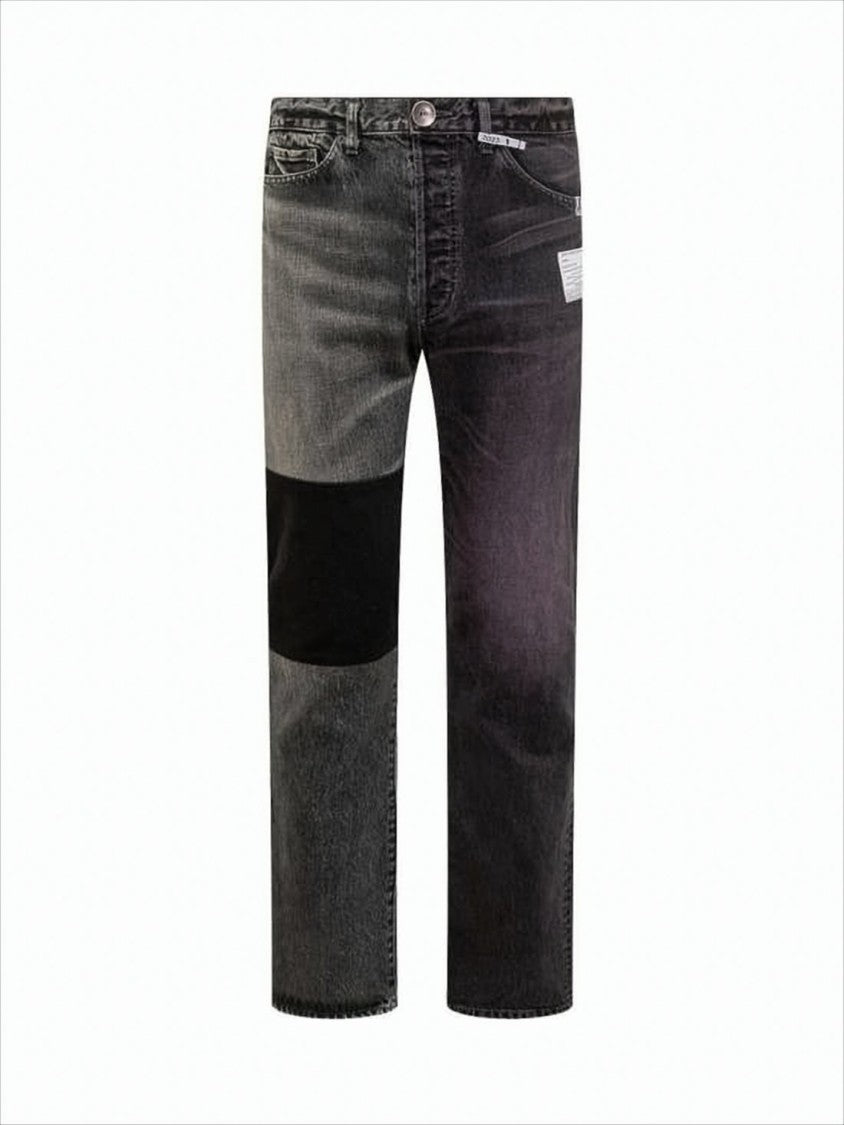 Patchwork Denim Pants With Five-Pocket Styling