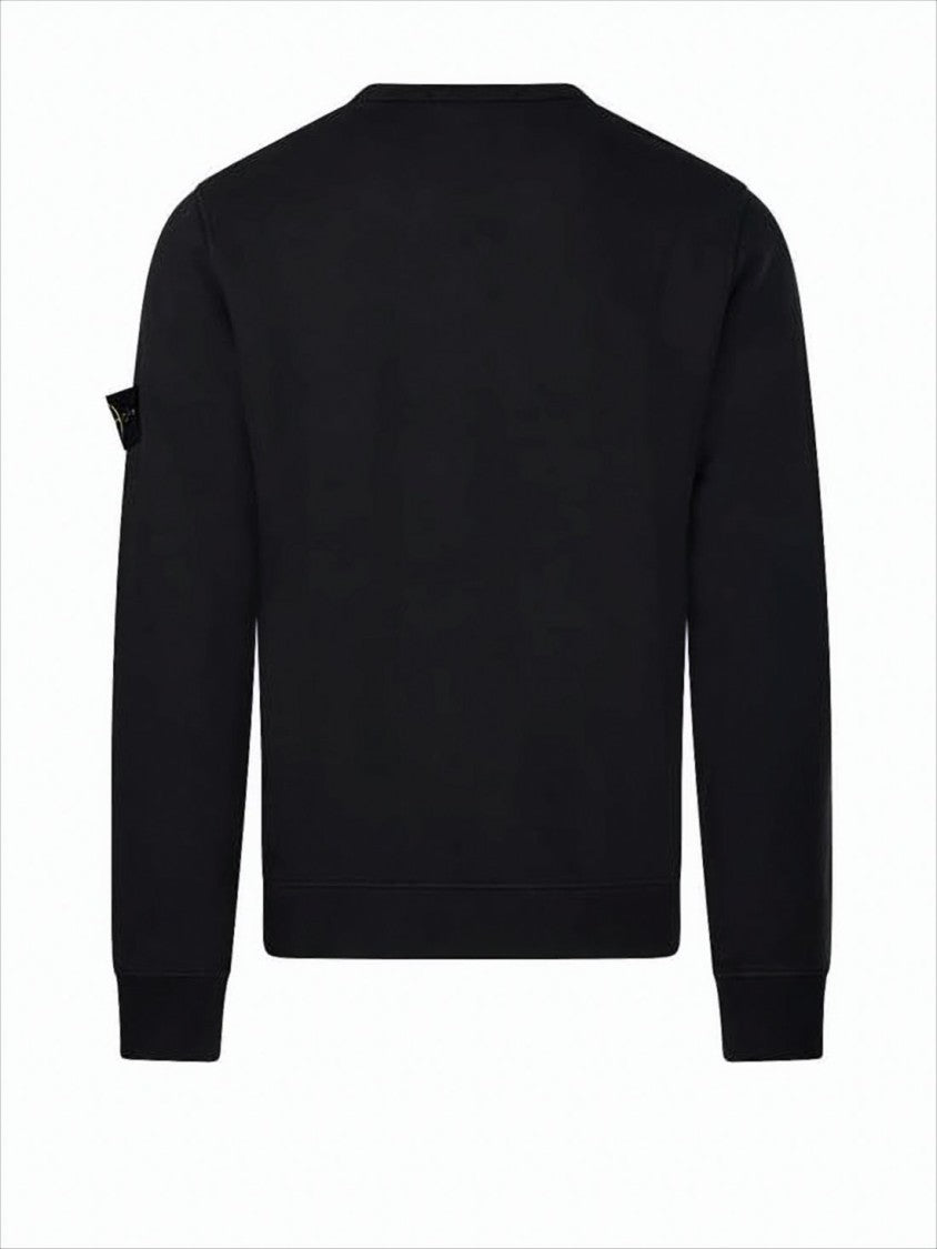 Minimalist Long-Sleeve Black Sweatshirt with Ribbed Cuffs