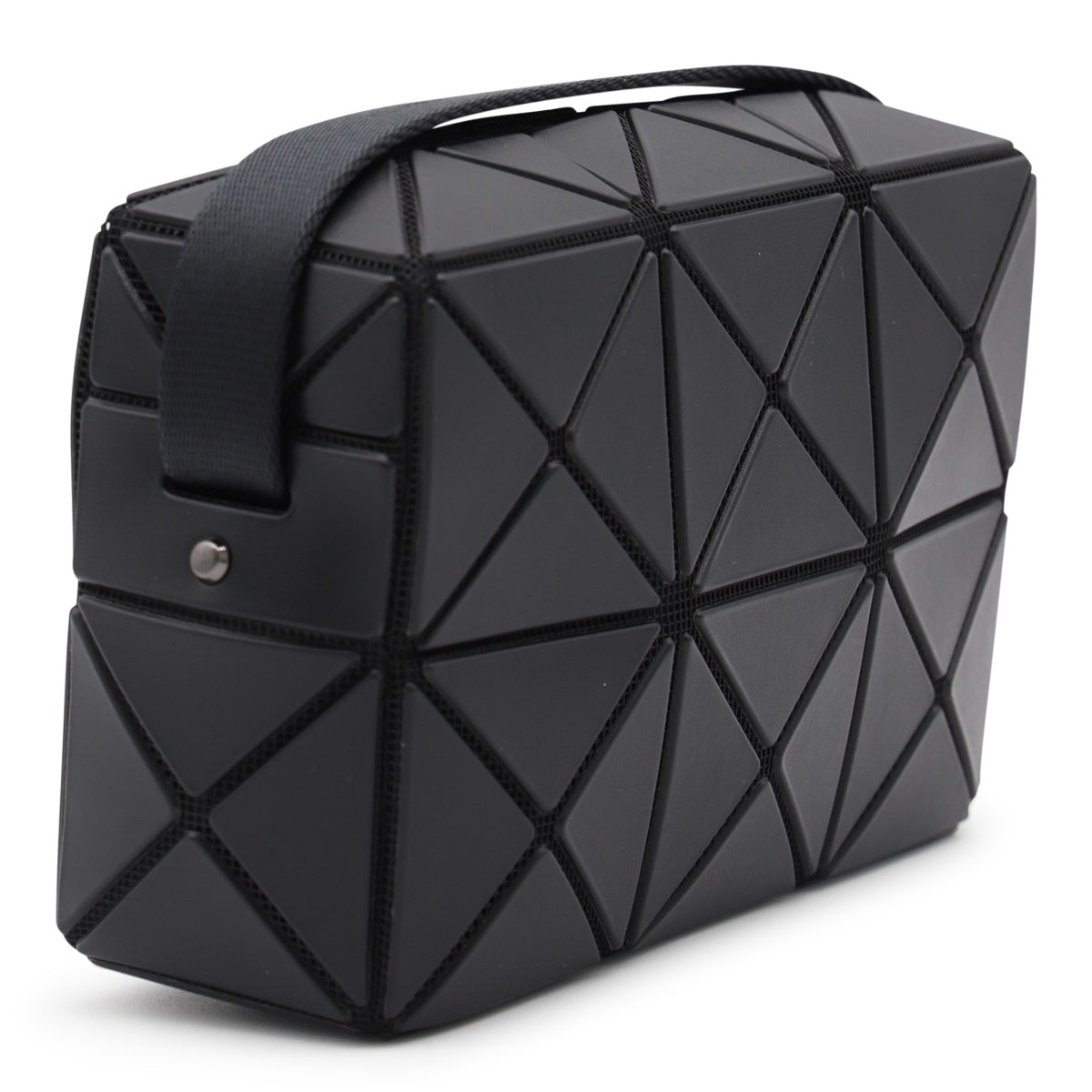 Geometric Black Bag with Faceted Surface