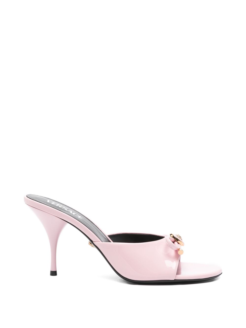 Glossy Finish Sandals With Delicate Bow