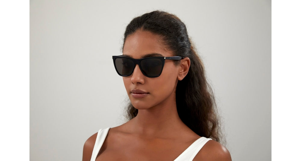 Angular Cat-Eye Sunglasses with Bold Black Acetate Frame