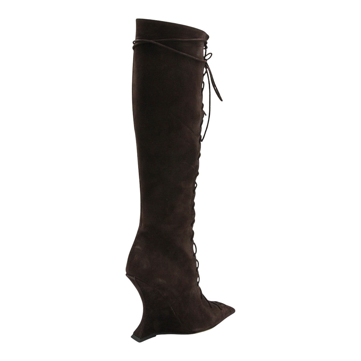 Pointed Toe Boots with Sculptural Curved Heel
