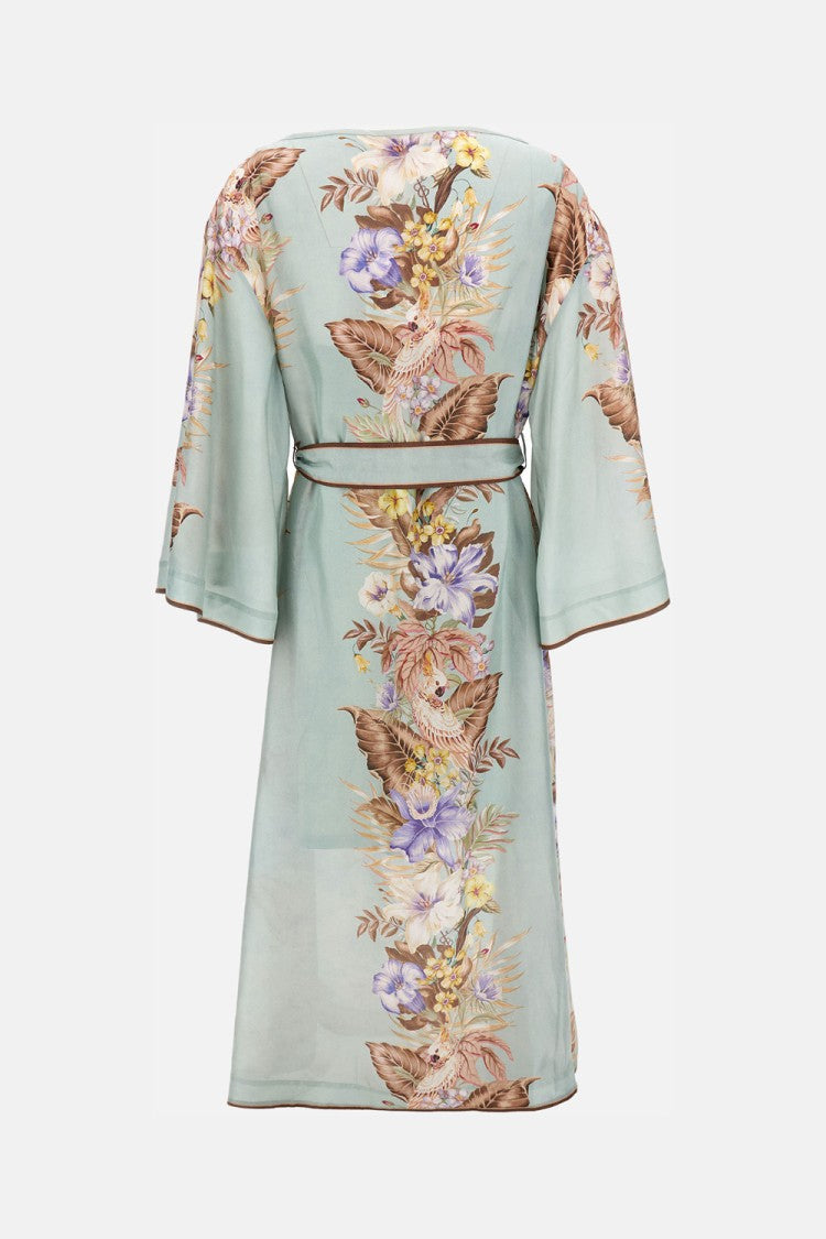 Floral Print Silk Midi Dress