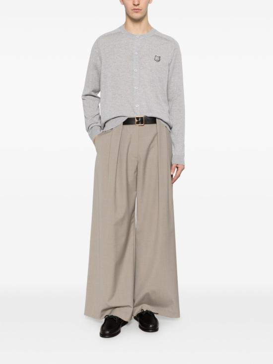 Light Grey Wool Cardigan With Button-Up Front