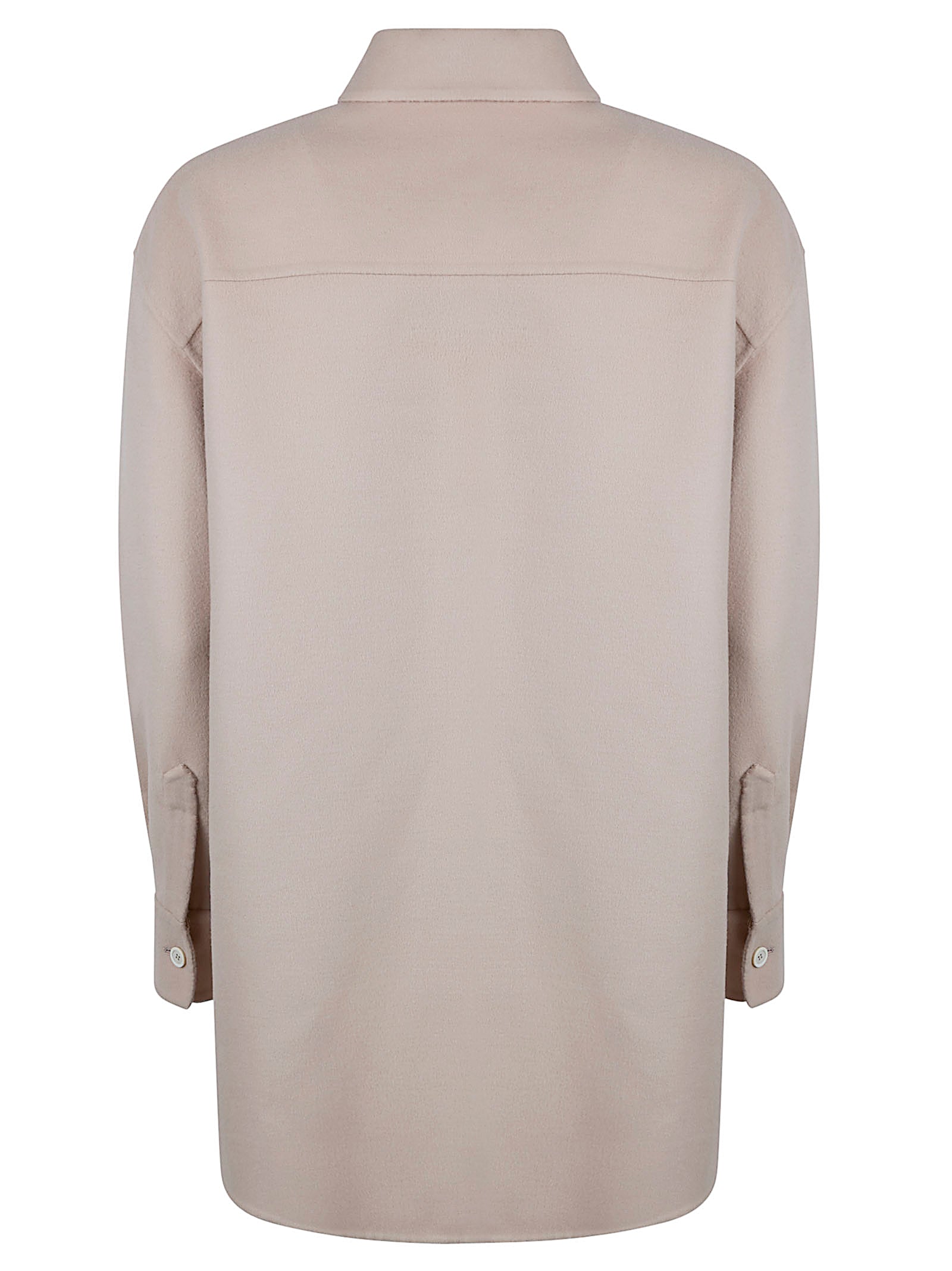 Long Oversized Shirt in Double Wool Fabric
