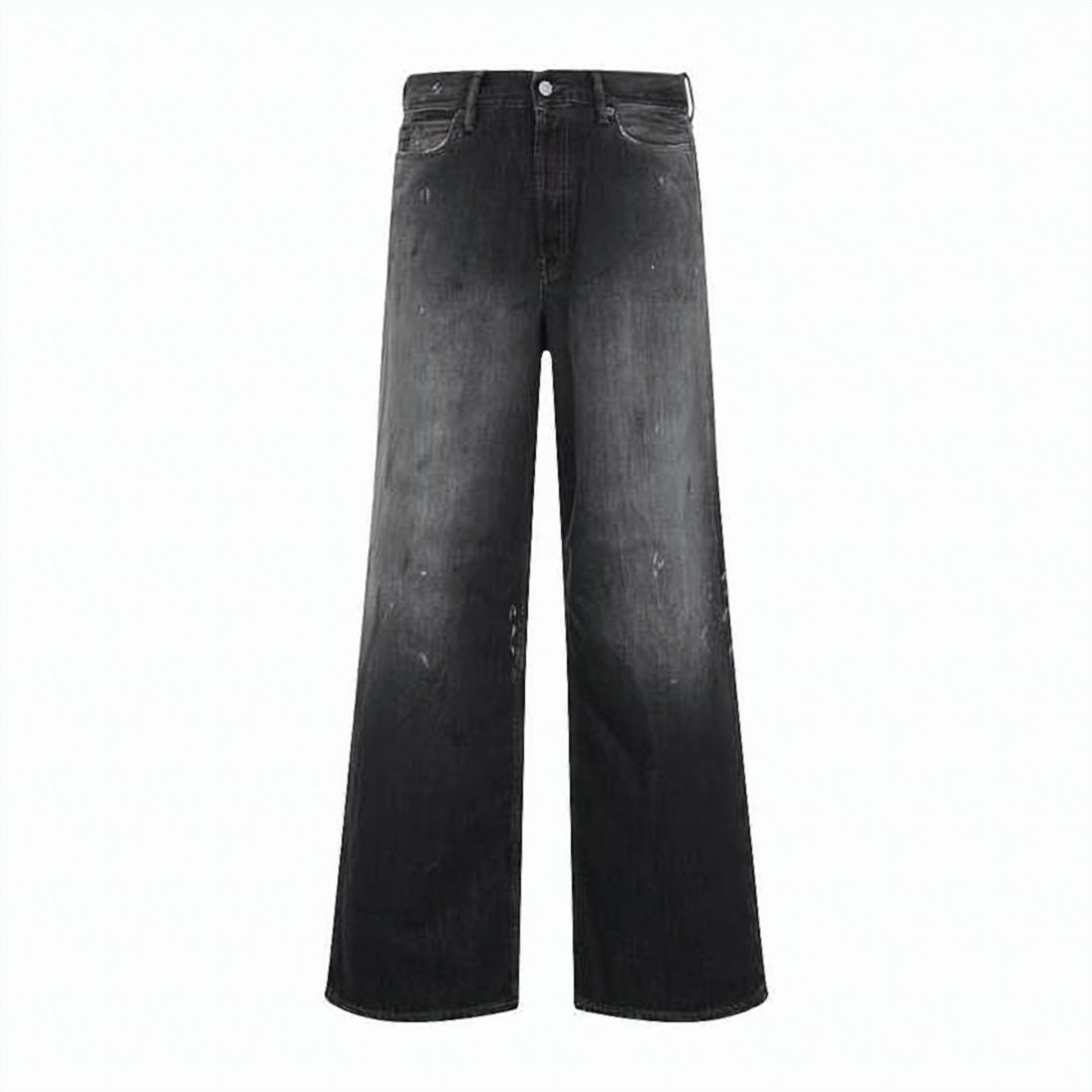 Wide-Leg Faded Black Denim Pants