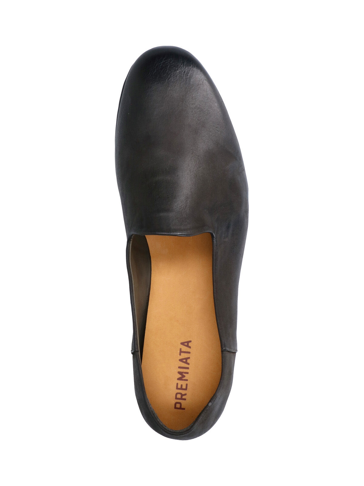Black Rounded Toe Slip-On Leather Moccasins