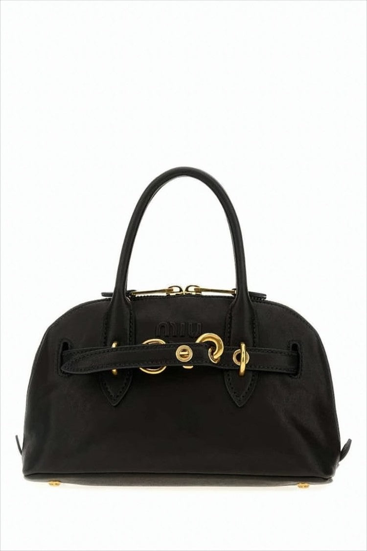 Structured Black Lambskin Crossbody Bag