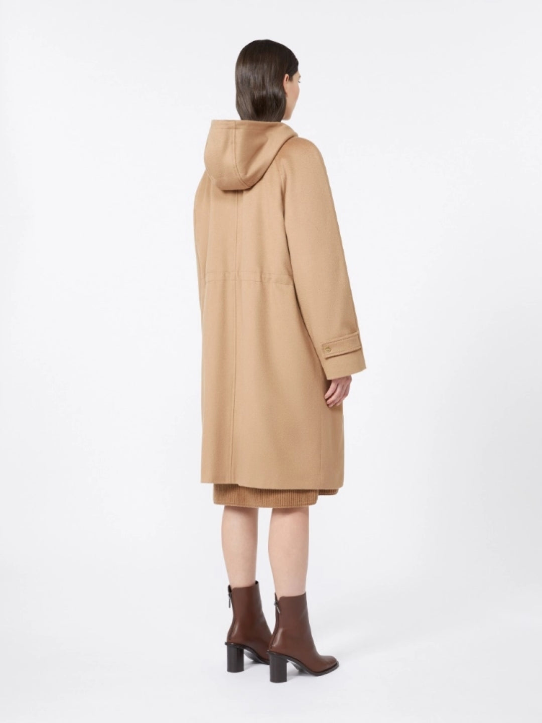 Contemporary Camel Coat With Hood