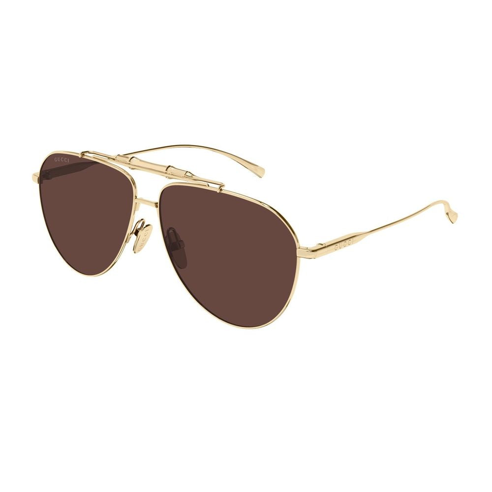 Pilot Sunglasses With Gold Metal Frame And Bamboo Detail