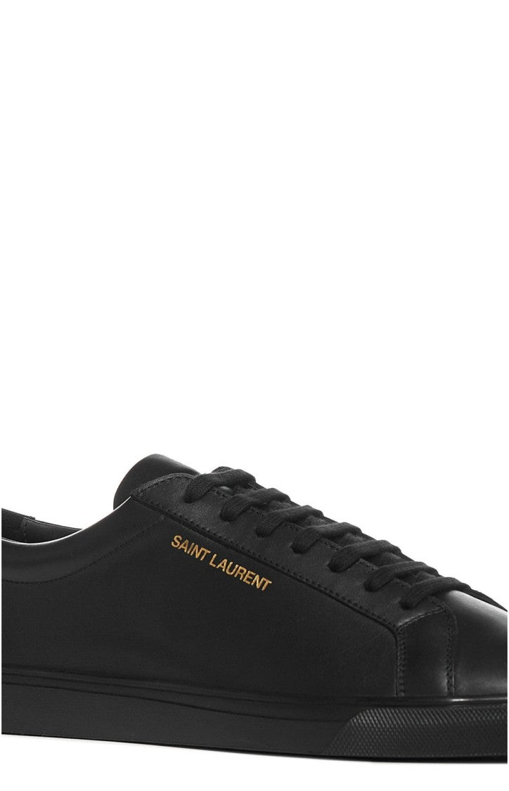 Smooth Leather Low-Top Sneakers with Subtle Gold Branding