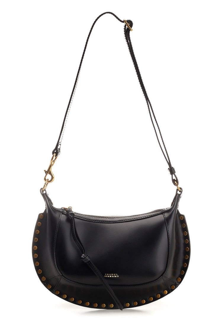 Crescent-Shaped Shoulder Bag with Metallic Studs