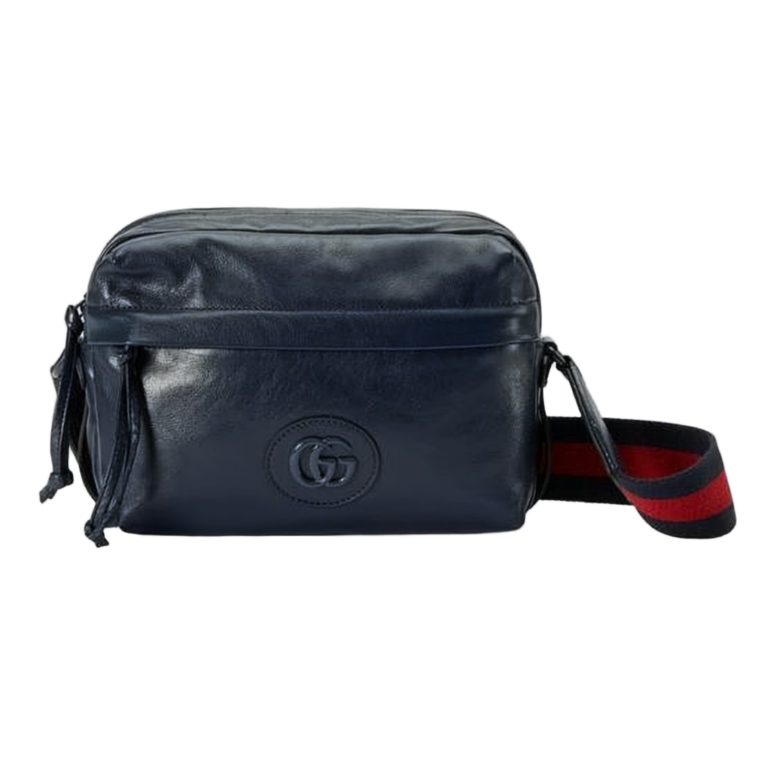 Smooth Leather Shoulder Bag with Embossed Logo