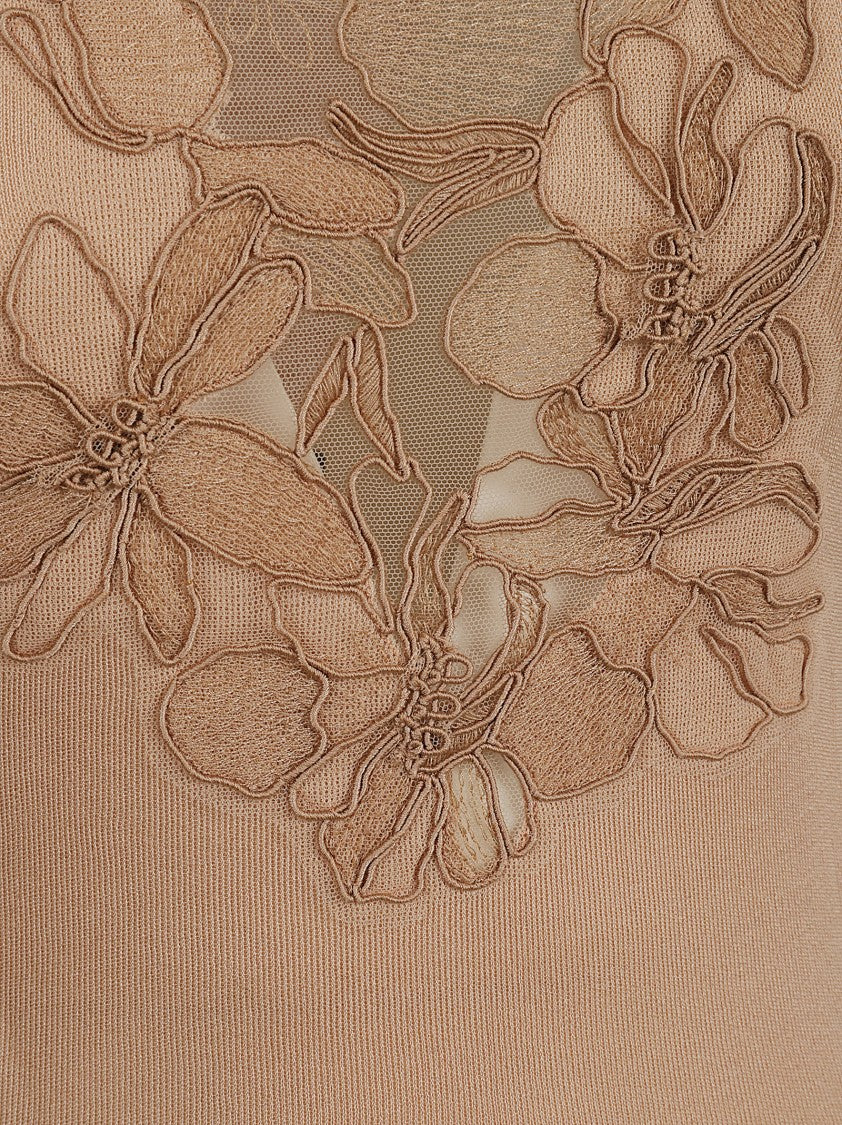 Sleeveless Top With Floral Embroidery