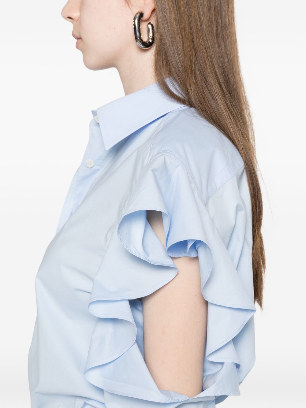 Light Blue Ruffle Cut-Out Top