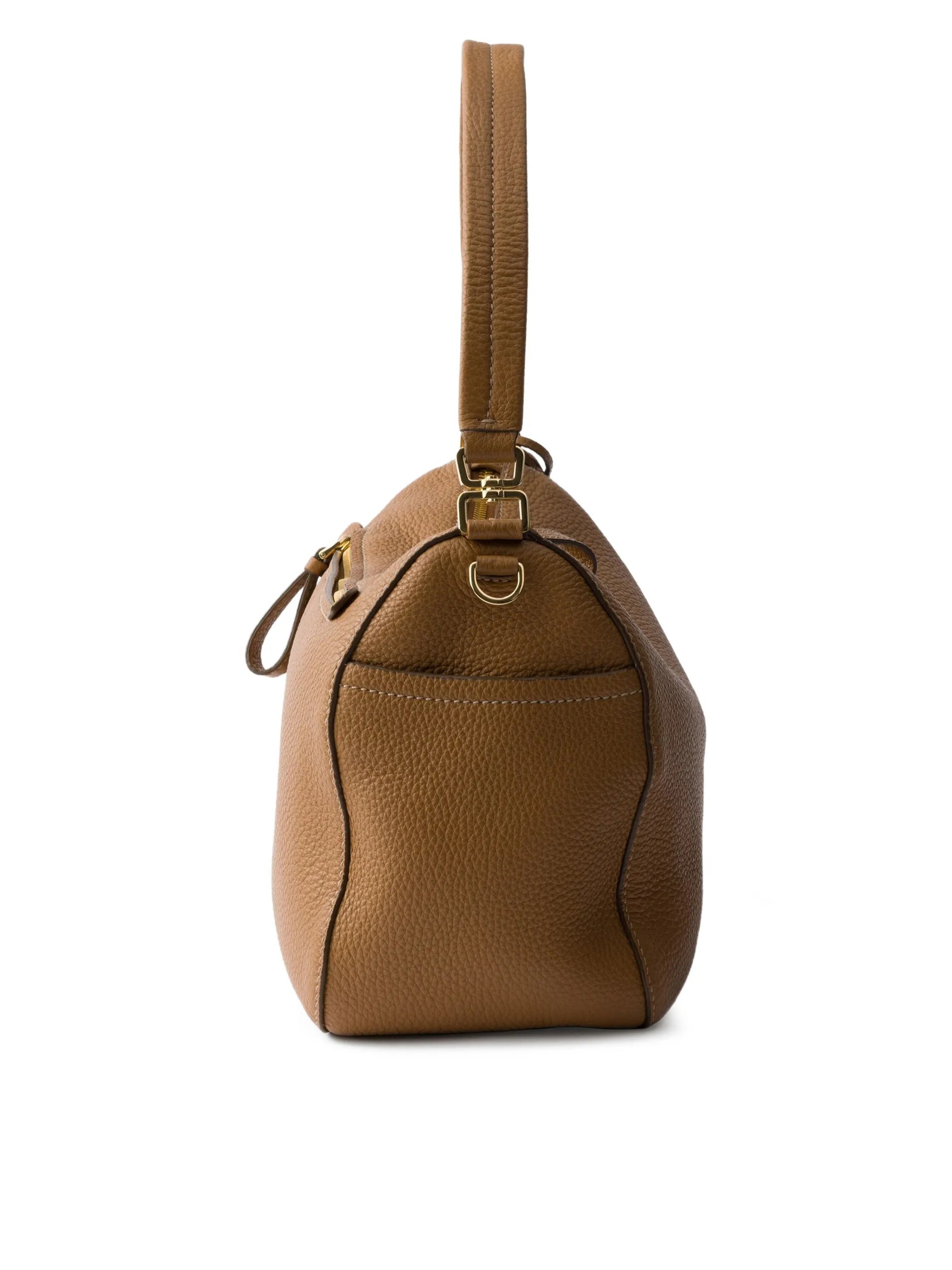 Rich Brown Sacca Pebbled Handbag