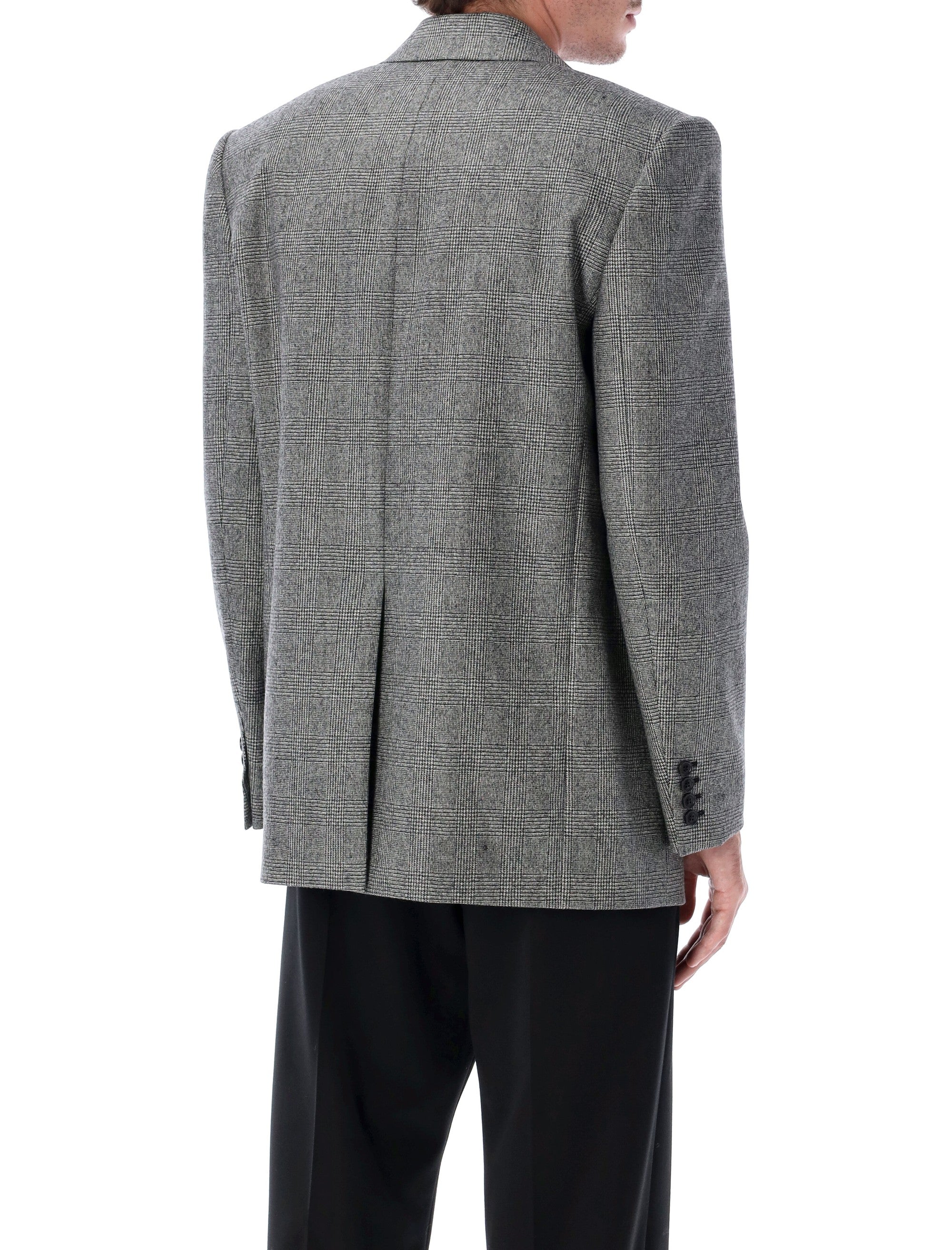 Saint Laurent Prince Of Wales Wool Single-Breasted Blazer