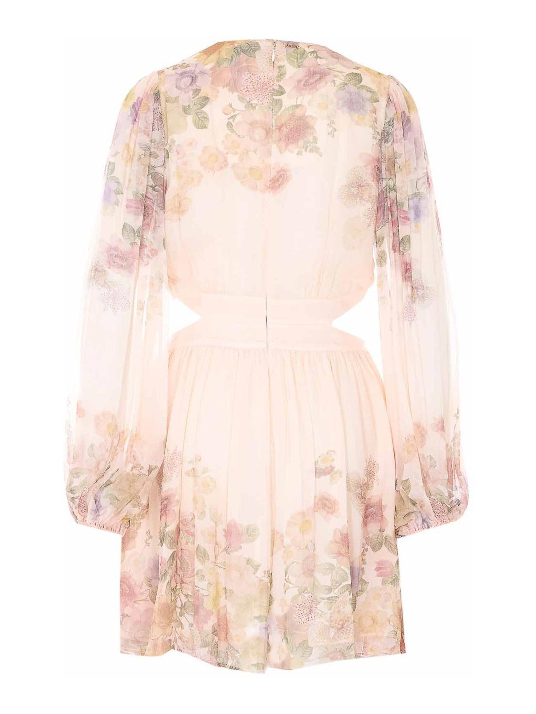 Delicate Floral Print Mini Dress with Puff Sleeves
