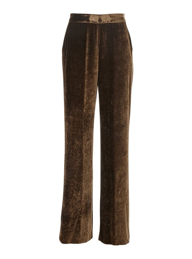 Velvet Blend Palazzo Pants With Elastic Waist