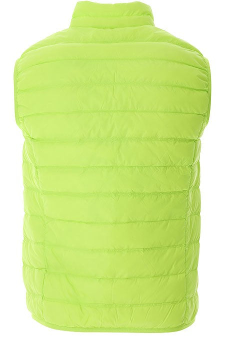 Lime Down Waistcoat With Quilted Texture And Logo Zip
