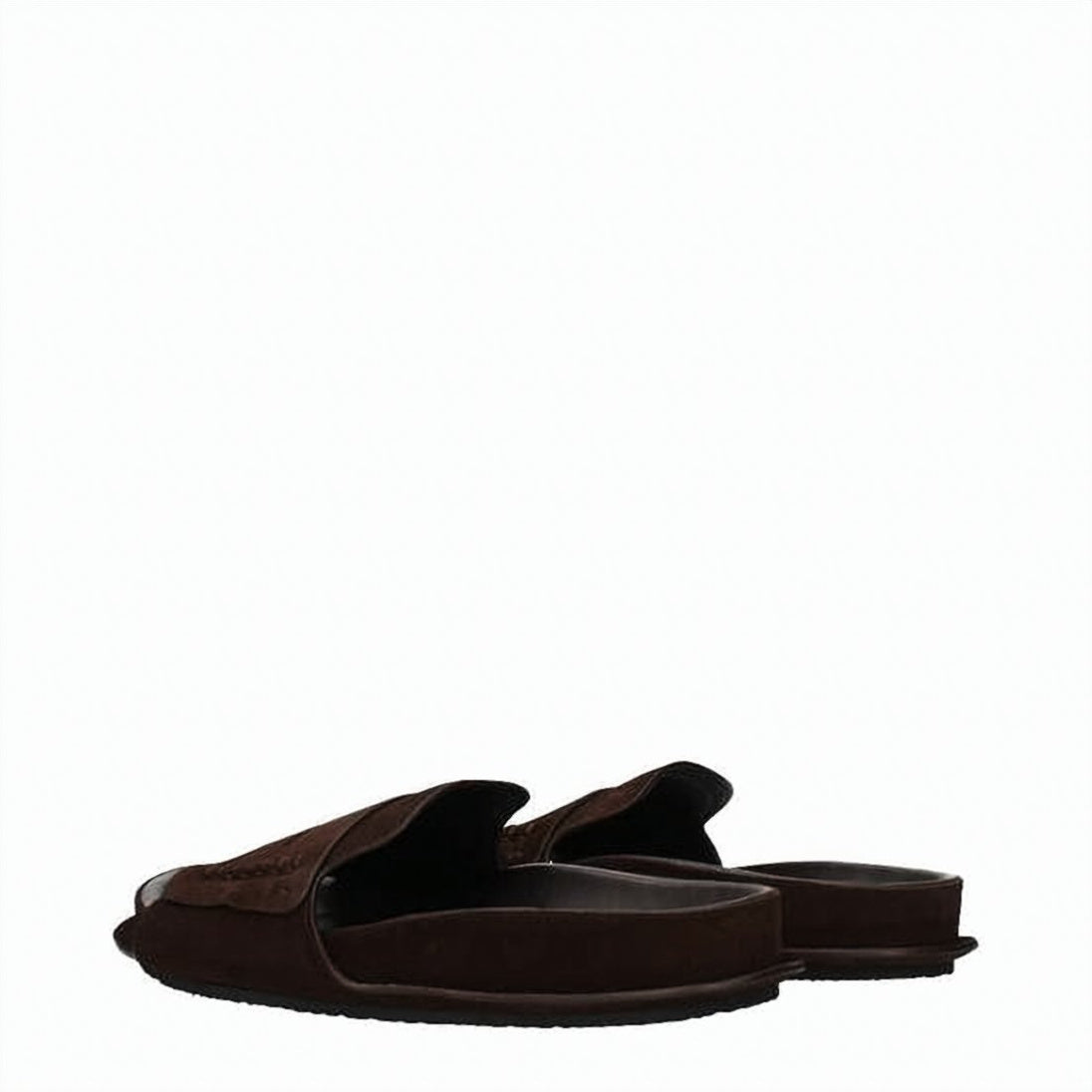 Dark Brown Calf Leather Contoured Mules