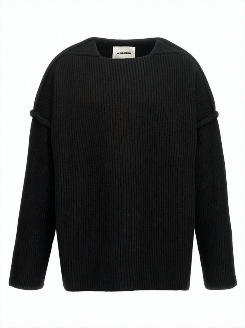 Boxy Oversized Black Wool Sweater