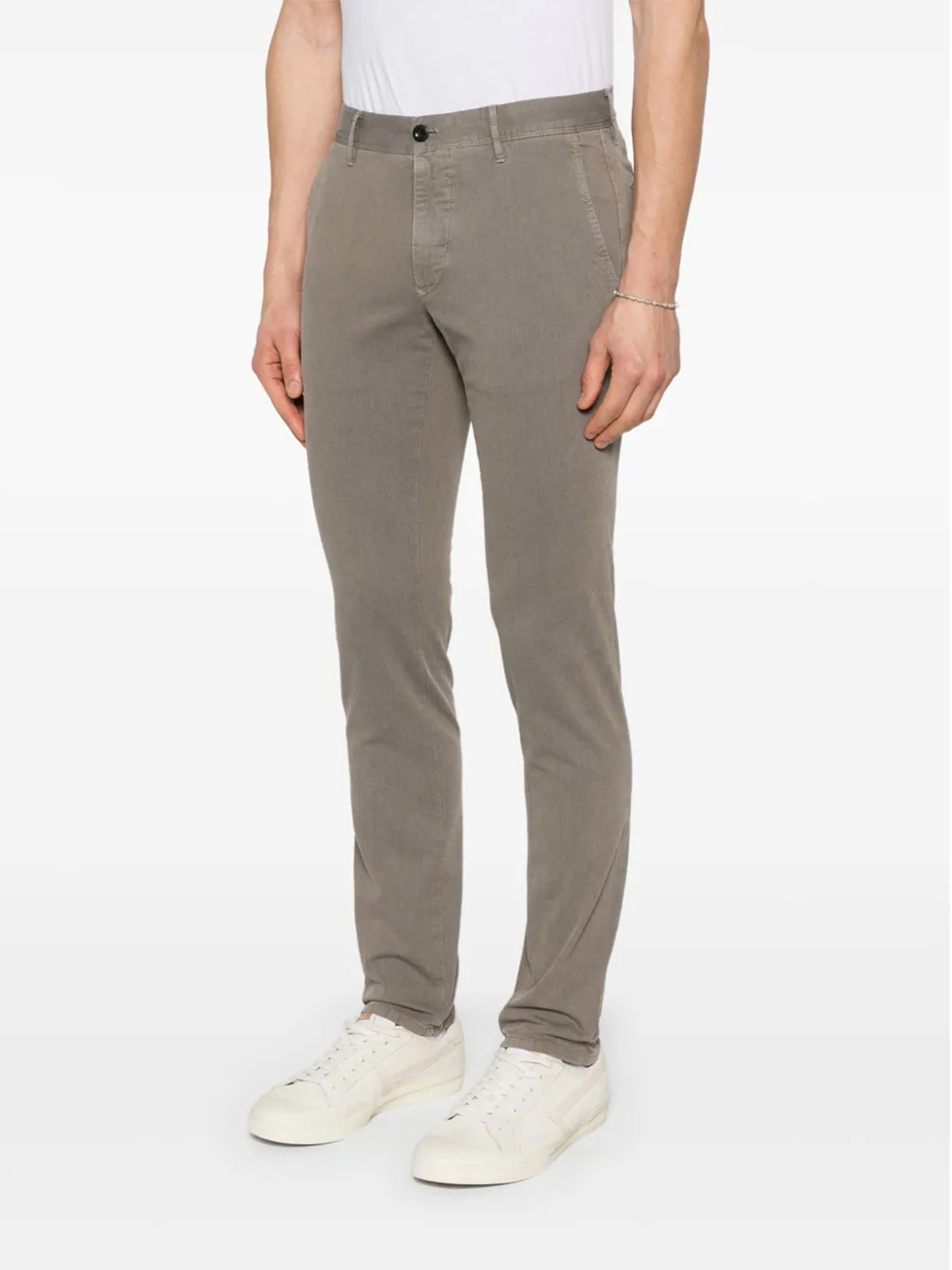 Taupe-Grey Slim Fit Straight Trousers