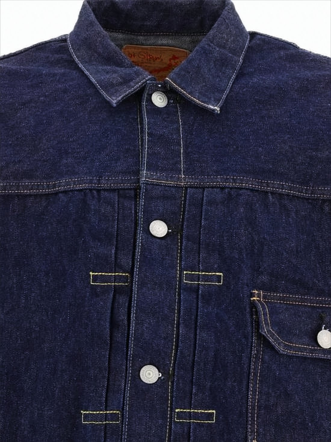 Cropped Indigo Denim Jacket with Structured Collar