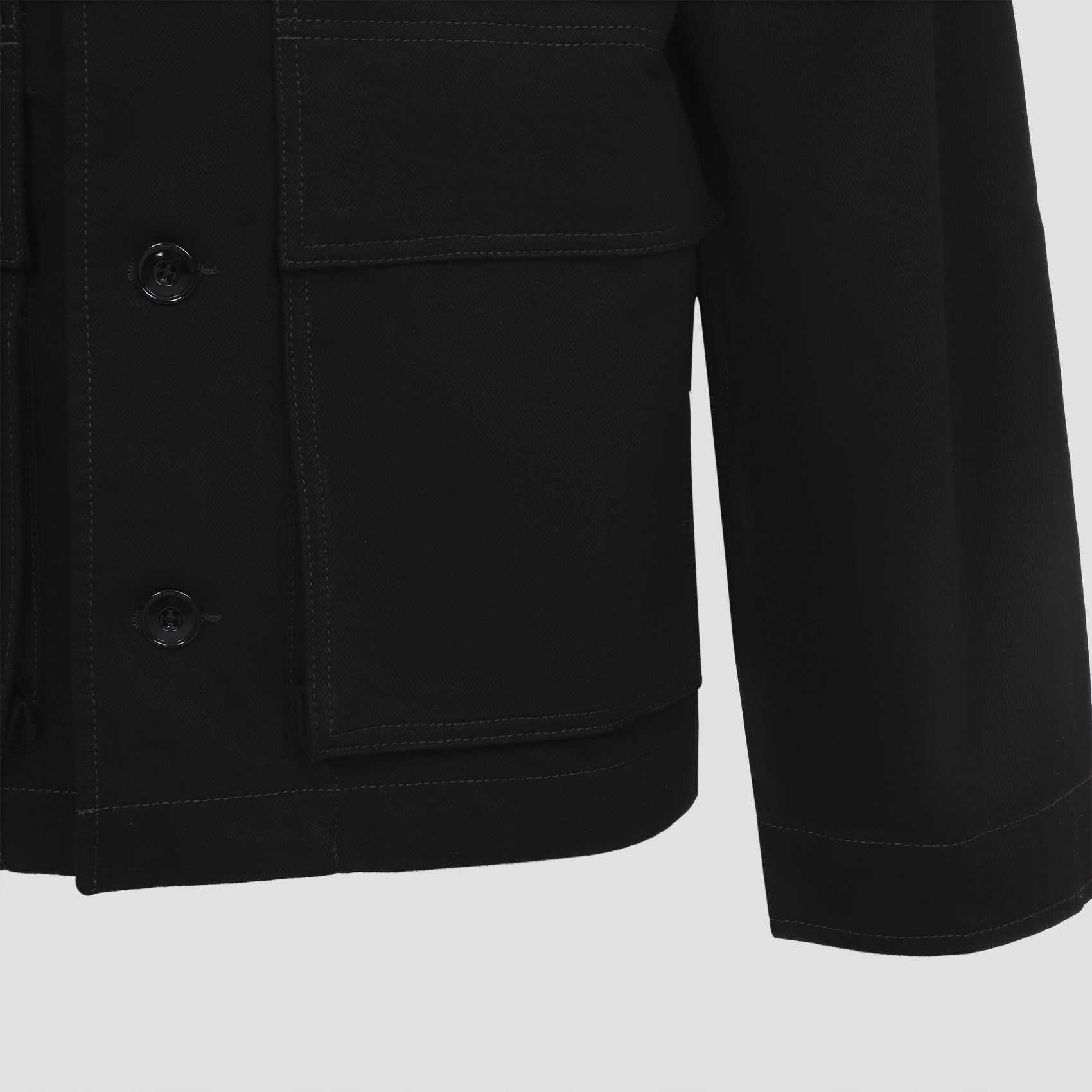 Minimalist Black Cotton Jacket with Structured Silhouette