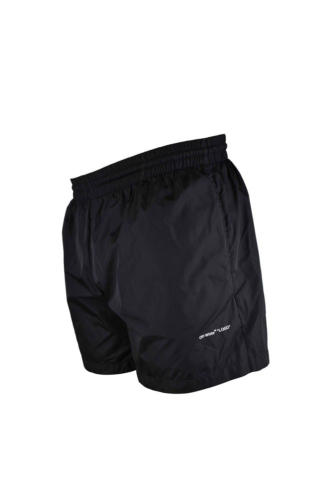 Black Swim Shorts With Iconic Logo Print