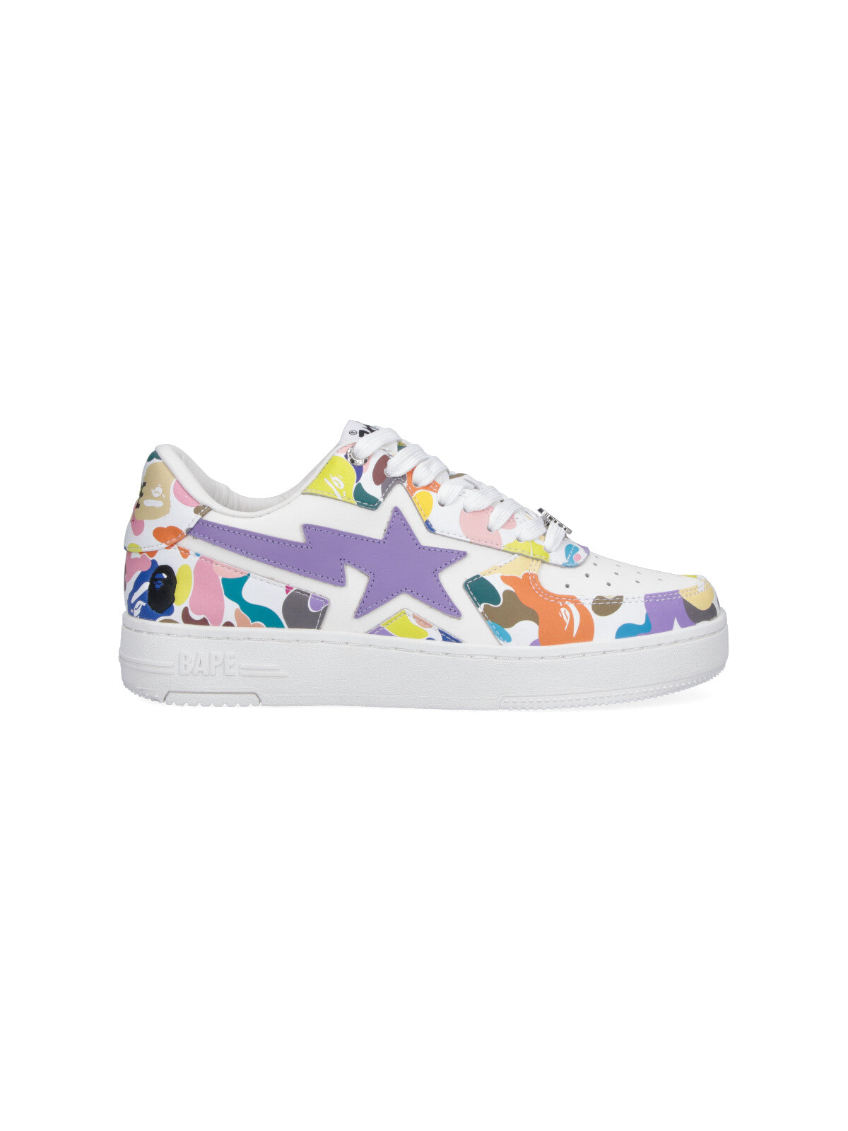 White Multicolor Camouflage Low-Top Star Sneakers