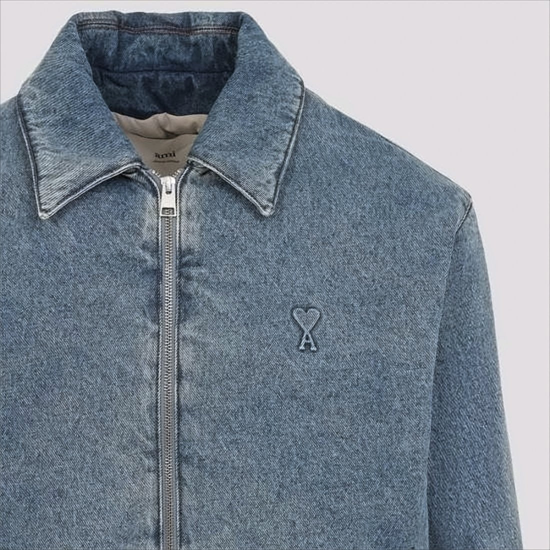 Classic Blue Denim Jacket with Embroidered Logo