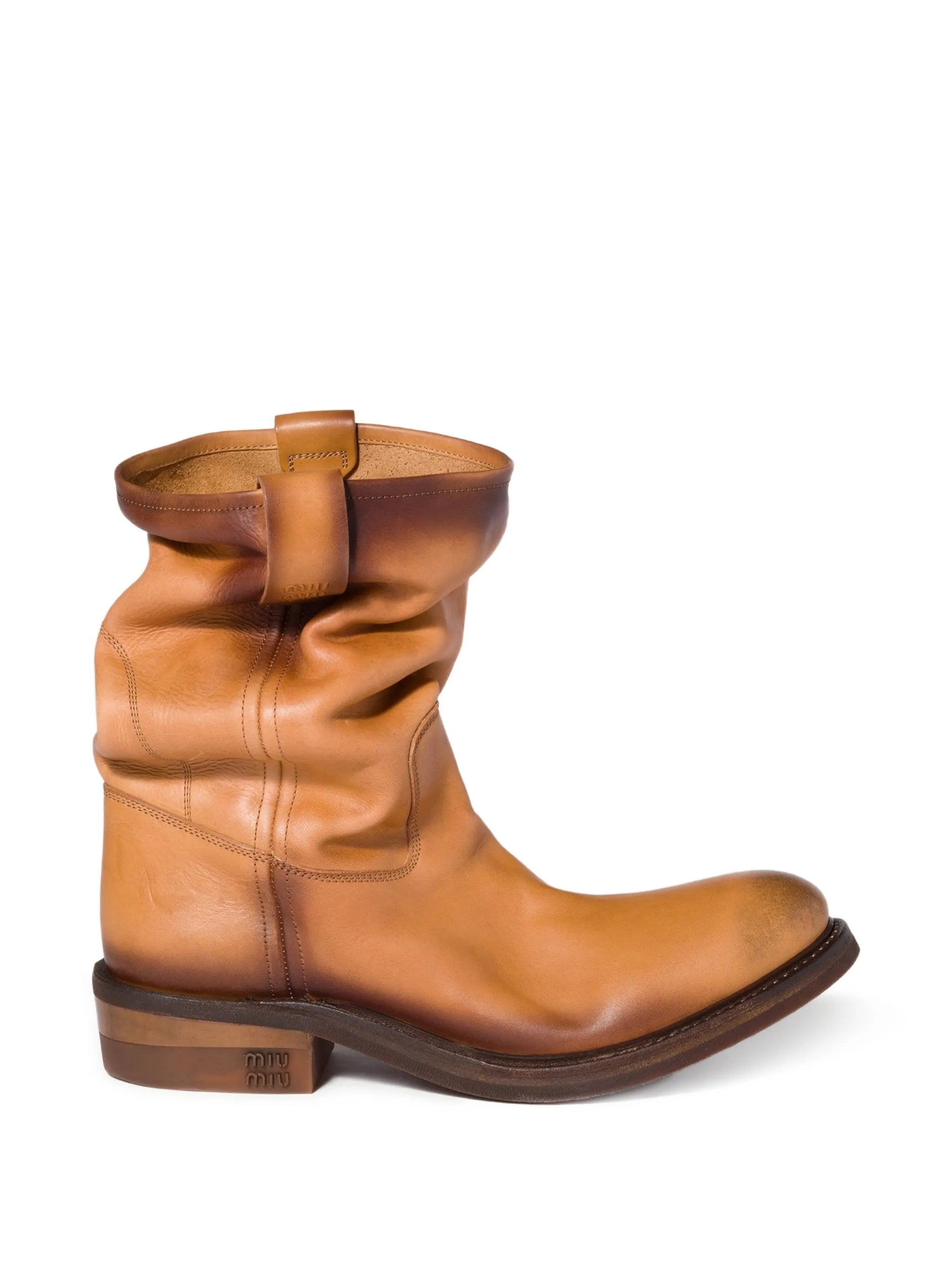 Brown Stivaletti Mid-Calf Slouchy Leather Boots