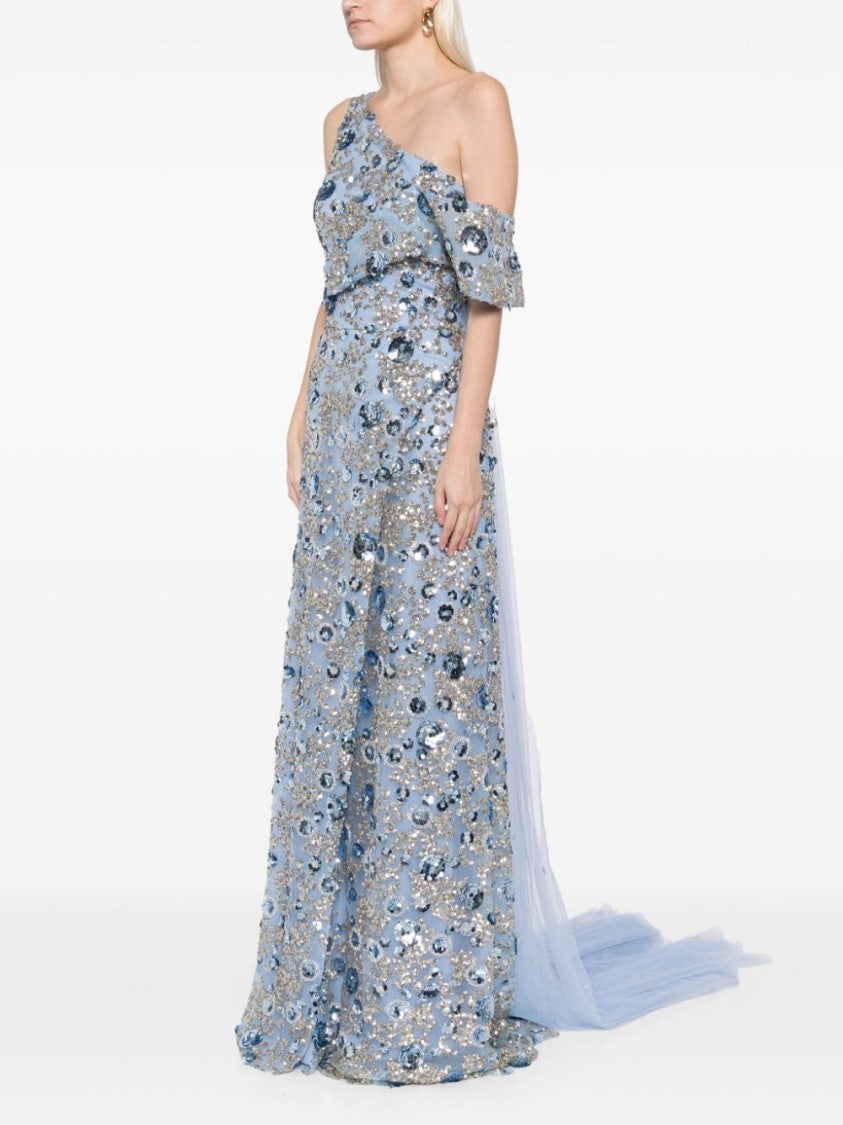 Tulle Dress, With Envelope Skirt And Off-Shoulder Sleeve And Tulle Tail
