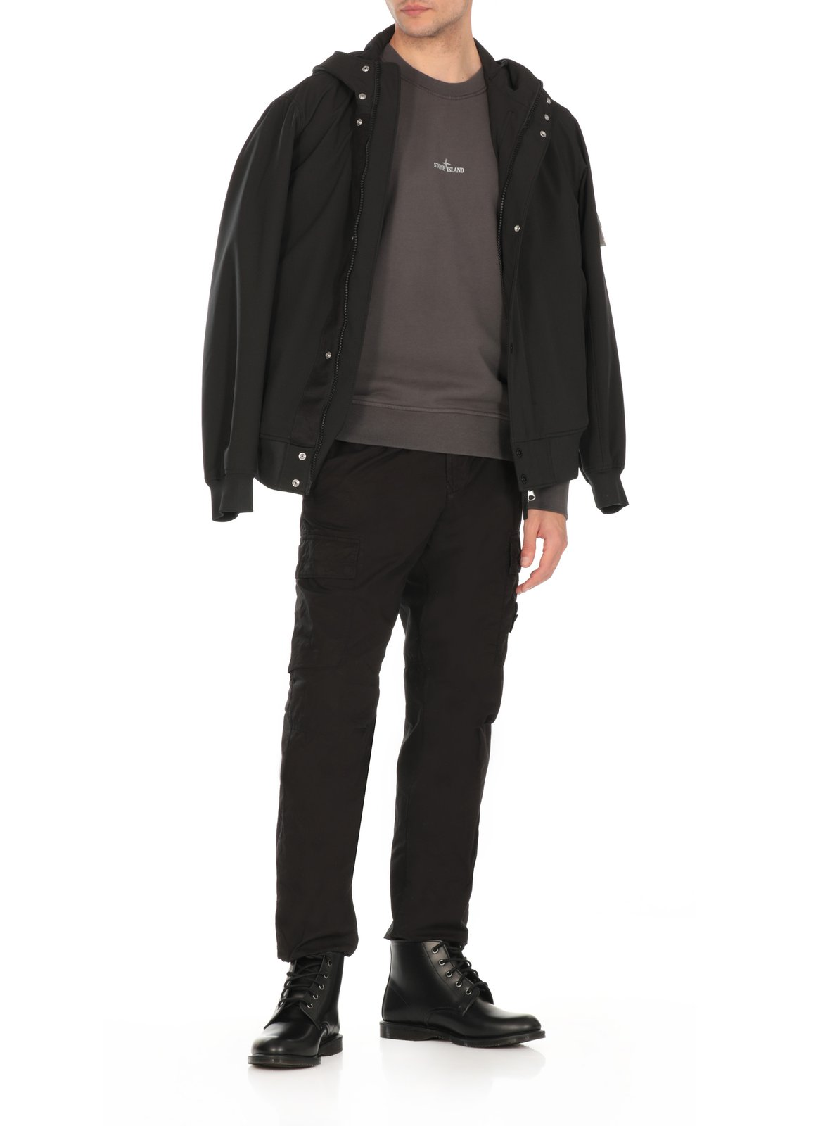 Black Long-Sleeve Sweatshirt With Central Logo