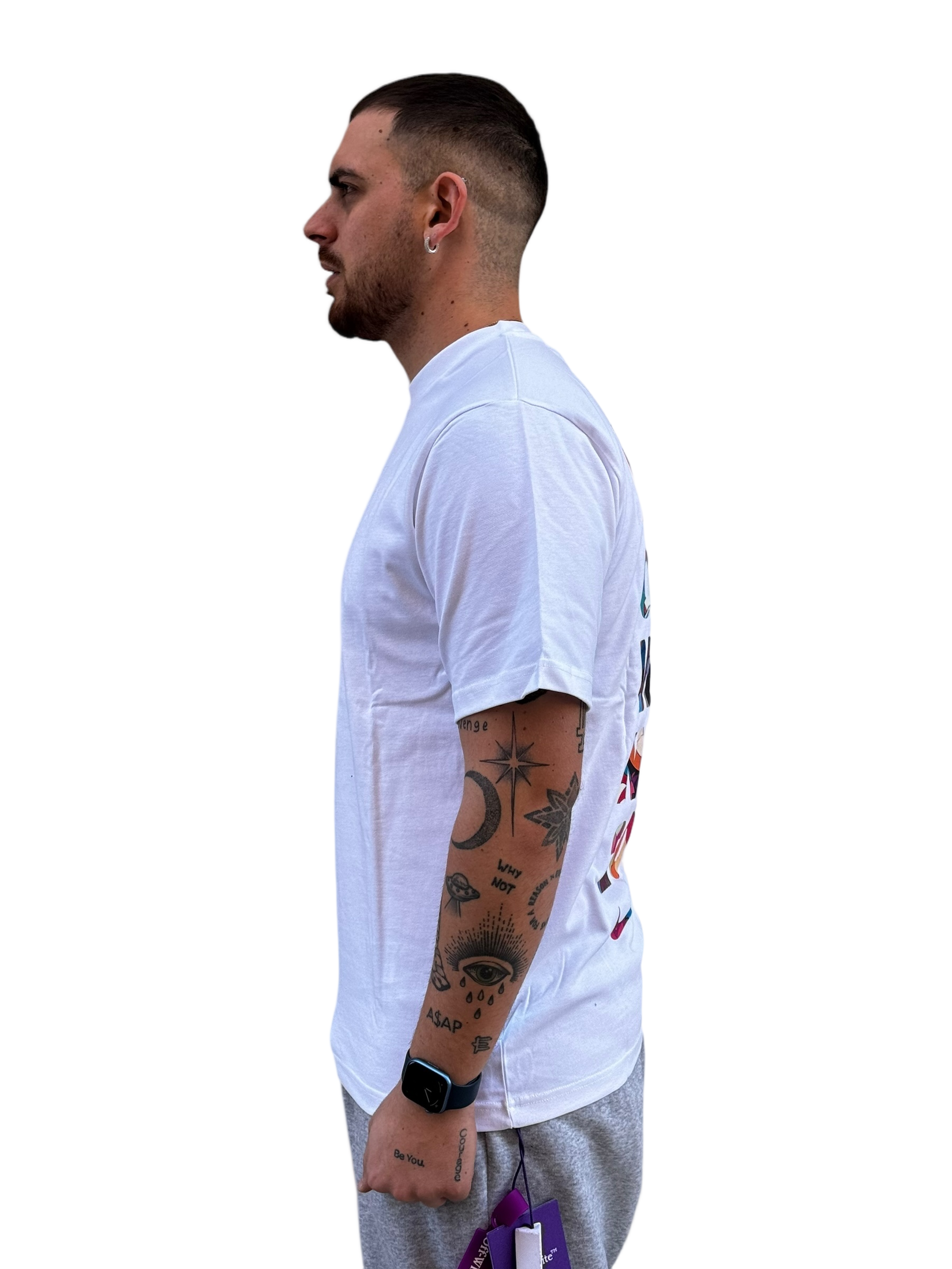 Distinctive White T-Shirt with Experimental Design Elements