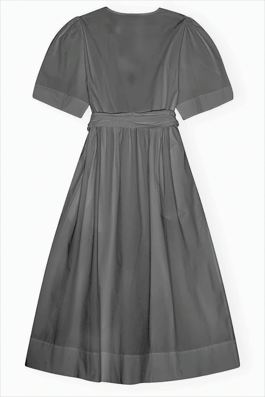 Puffed Sleeve Midi Dress With Cut-Out Detail